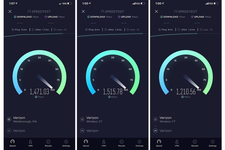 Testes de velocidade da rede 5G UBL. (Fonte: MacWorld / Reprodução)