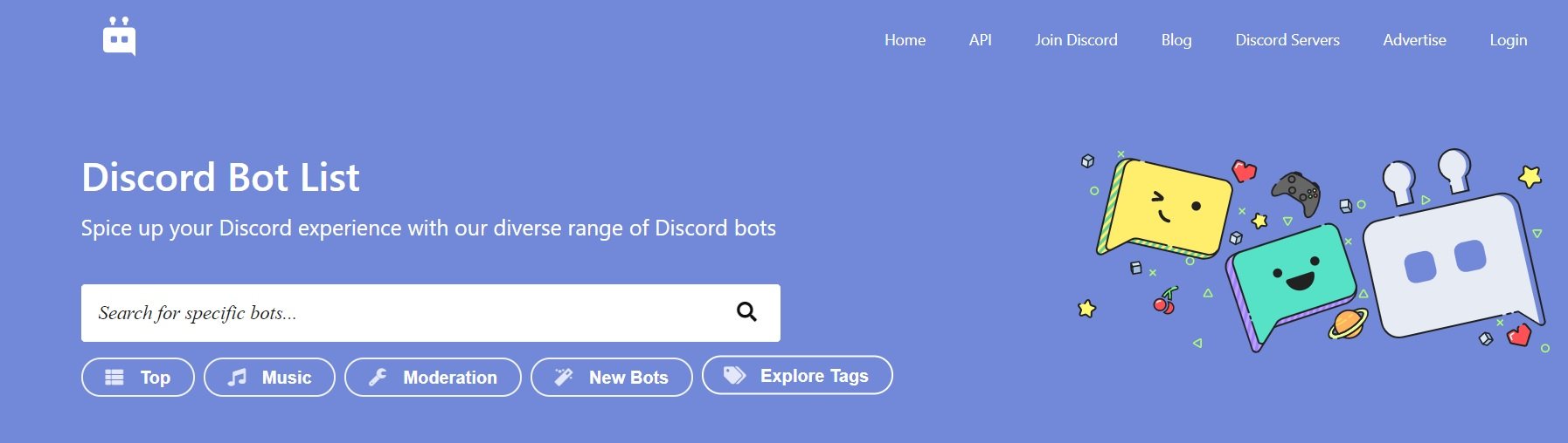Visite o site Discord Bot List para encontrar o seu bot favorito