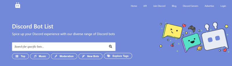 Visite o site Discord Bot List para encontrar o seu bot favorito