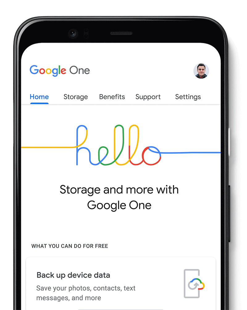App Google One integrado ao Android.