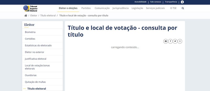 Página do TSE fica em constante "carregamento de conteúdo".