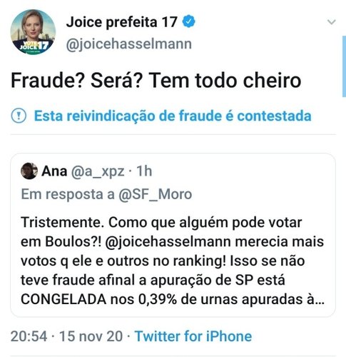 Candidatos levantaram a suspeita de fraude nas redes sociais.