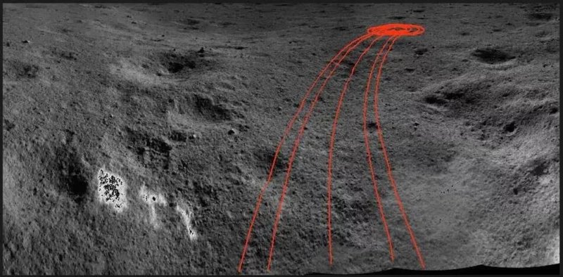 Rotas projetadas para que o Yutu 2 possa se deslocar em segurança pela superfície lunar.