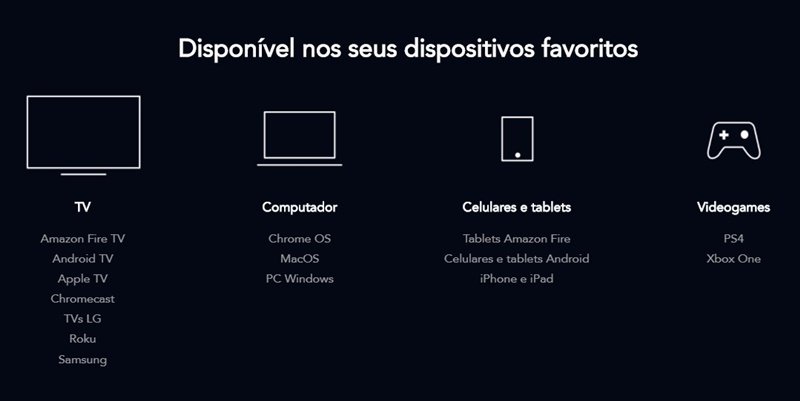 Uma vasta lista de dispositivos compatíveis com o Disney+.