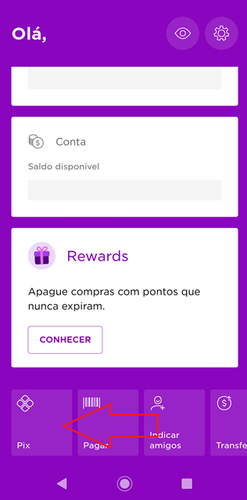 Tela inicial app Nubank.