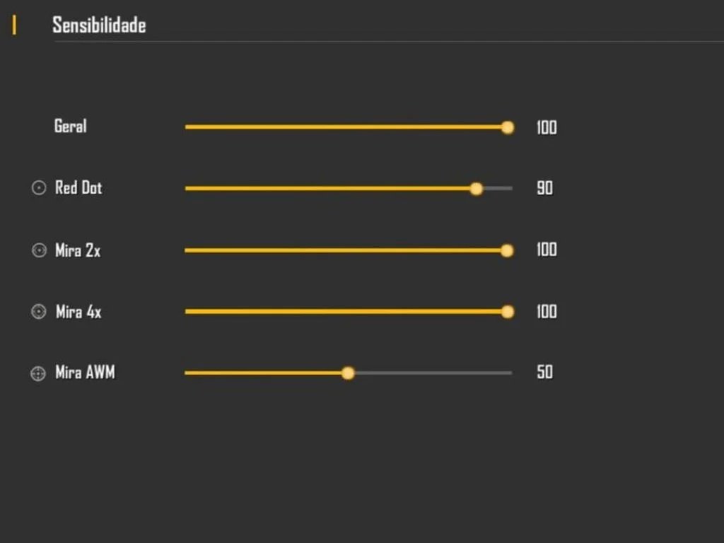 Coloque a sensibilidade no máximo para mirar mais rápido