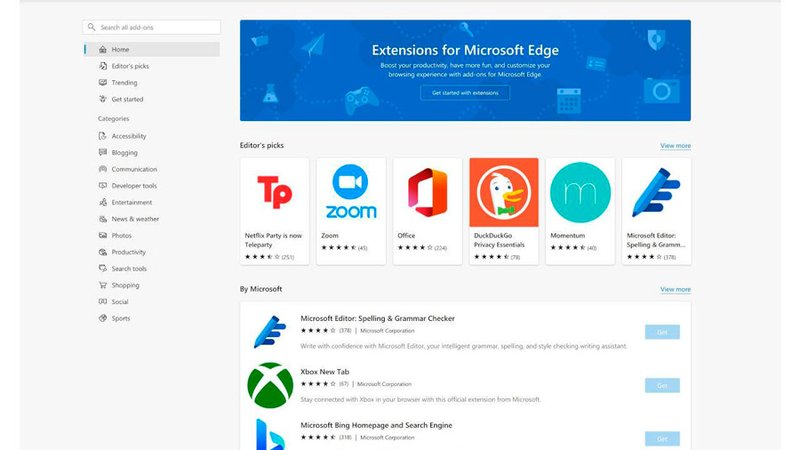 As extensões falsas são distribuídas dentro da loja oficial de complementos do Microsoft Edge