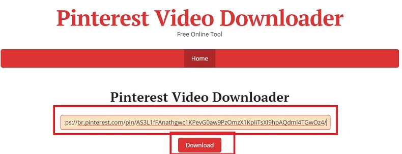 Imagem do site Pinterest Video Downloader