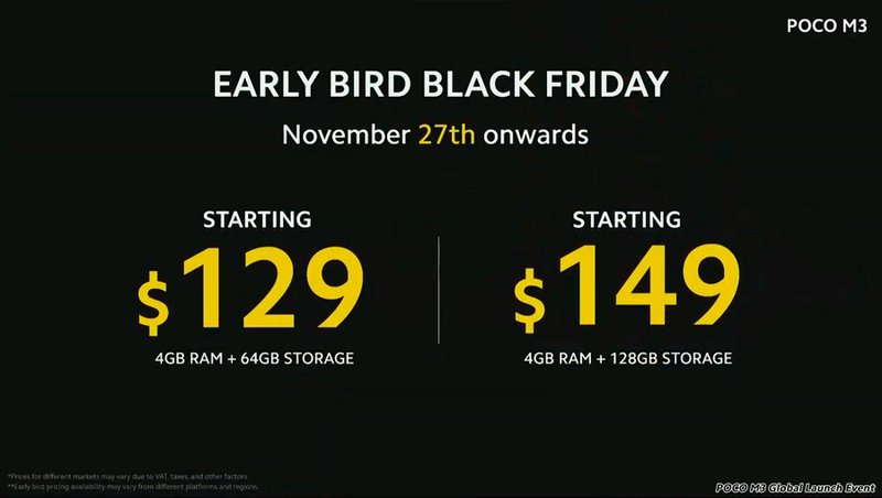 Preço promocional do POCO M3 para a Black Friday