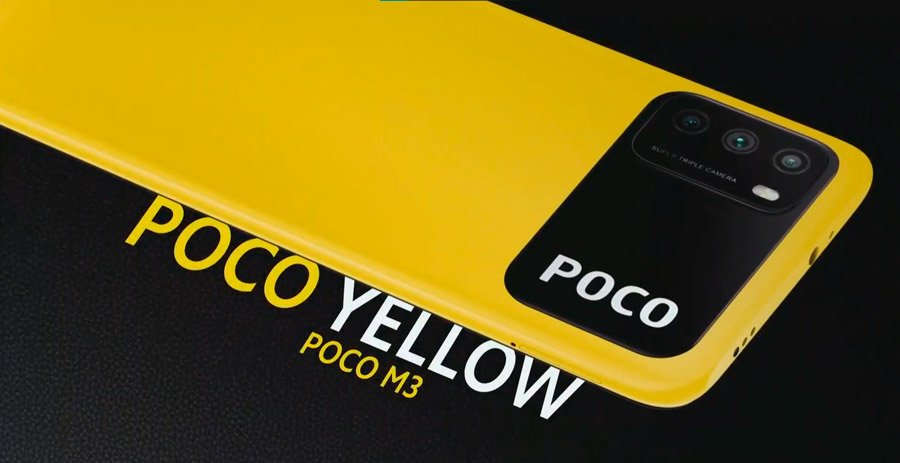 Disponível nas cores azul, amarelo e preto, o POCO M3 possui traseira texturizada