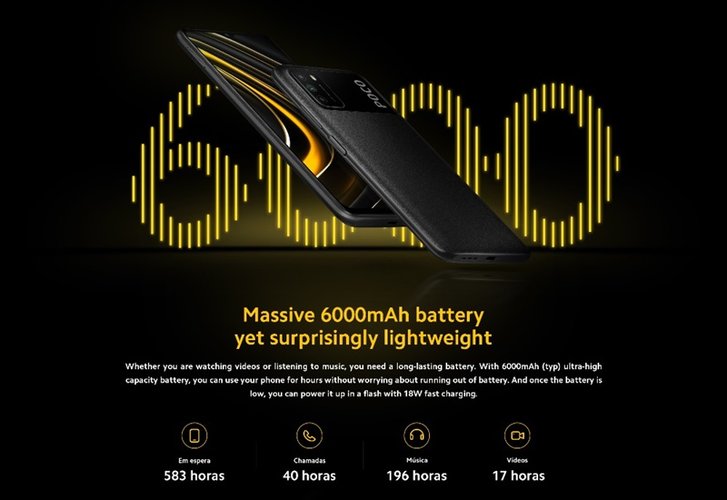 Modelo tem bateria com impressionante capacidade de 6.000 mAh.