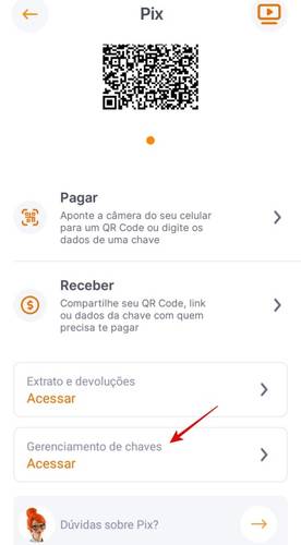 Ir ao menu das chaves.