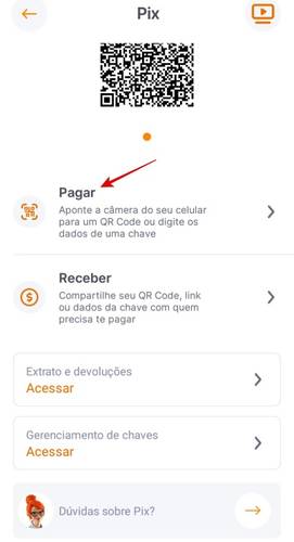 Transferir com o PIX.