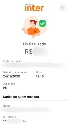 Comprovante da transação.