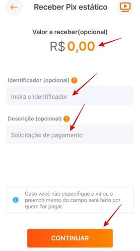 Você pode colocar o valor a receber ou deixar em branco.