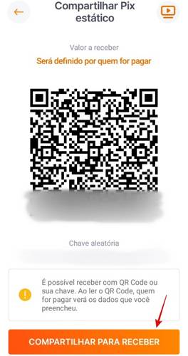 Compartilhe o código da transação com quem vai lhe pagar.