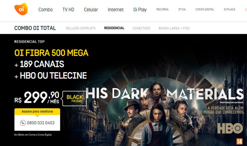 A Oi oferece combos que incluem um período de acesso limitado ao HBO Go