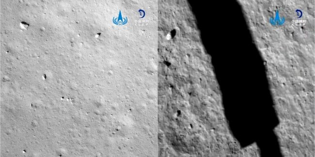 Imagens do momento em que o módulo chegava à Lua.
