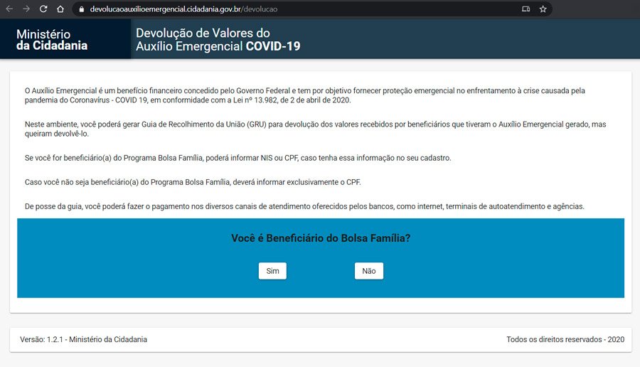 Os brasileiros notificados devem entrar no site do Ministério da Cidadania para gerar uma Guia de Recolhimento da União (GRU)