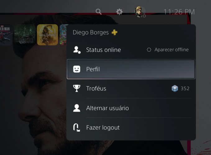 Acesse a opção Perfil de sua conta