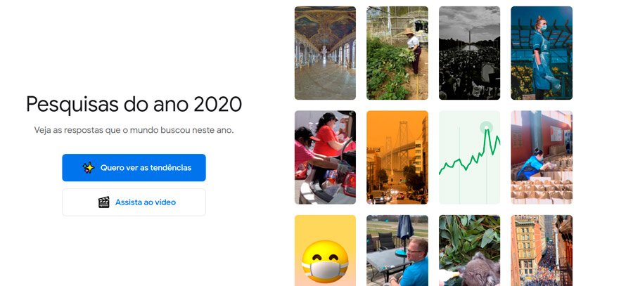 O especial Year In Search traz um resumo dos assuntos mais buscados no Google em 2020 com formato de Stories