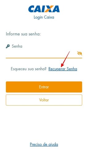 Opção de recuperação de senha.