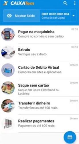 Ao fim do processo, o usuário é direcionado à Poupança Social Digital, podendo movimentá-la novamente.