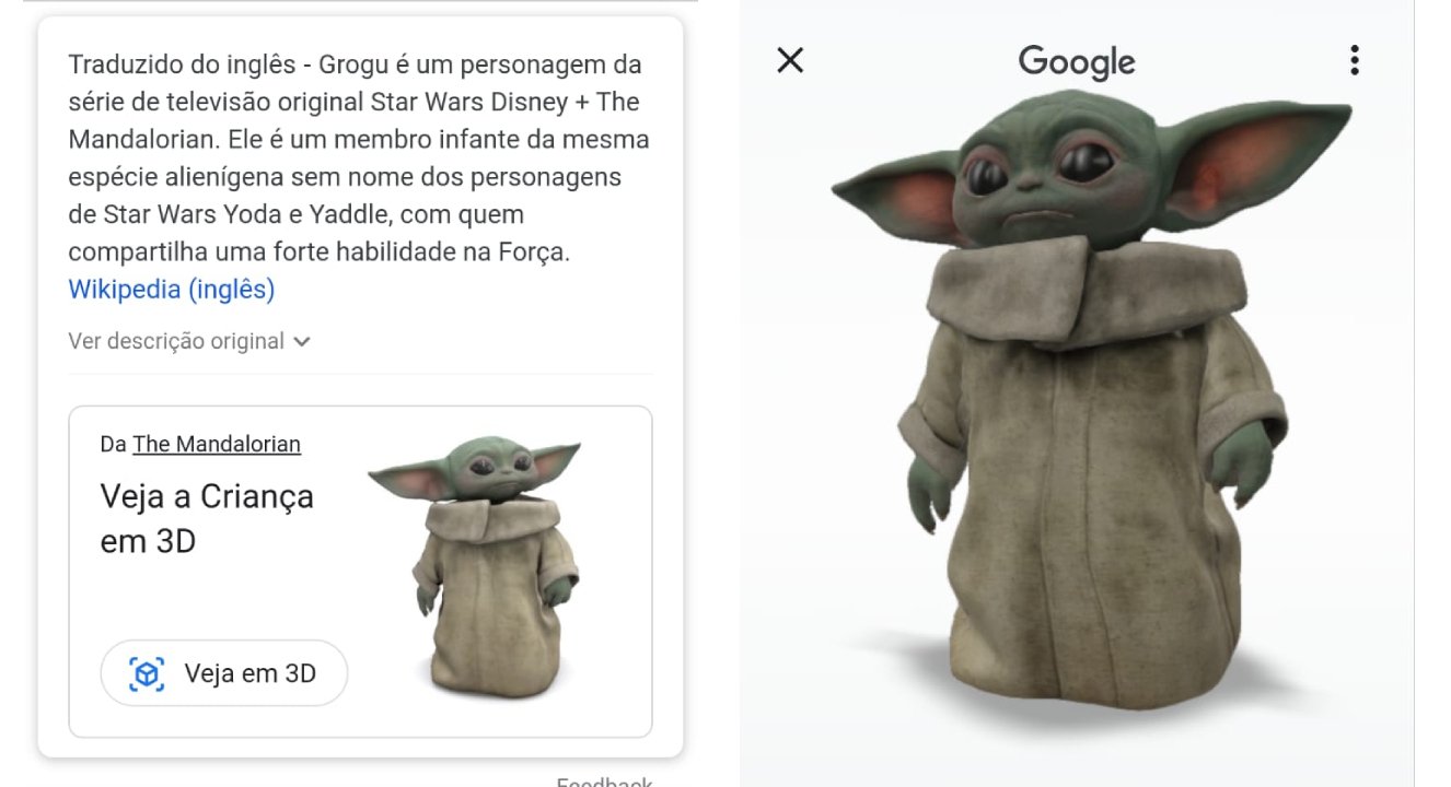 Opção de realidade aumentada aparece na descrição do personagem no Google.