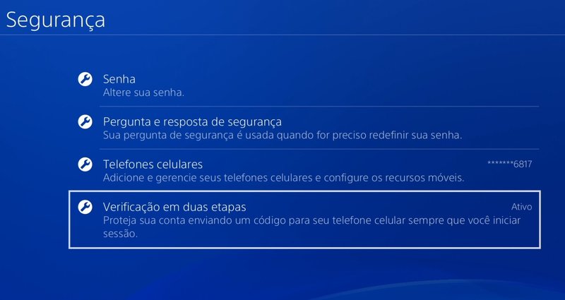Acesse Verificação em duas Etapas para configurar um número de celular