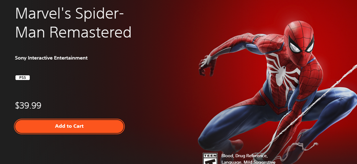 A versão remasterizada de Spider-Man aparece com preço na PSN