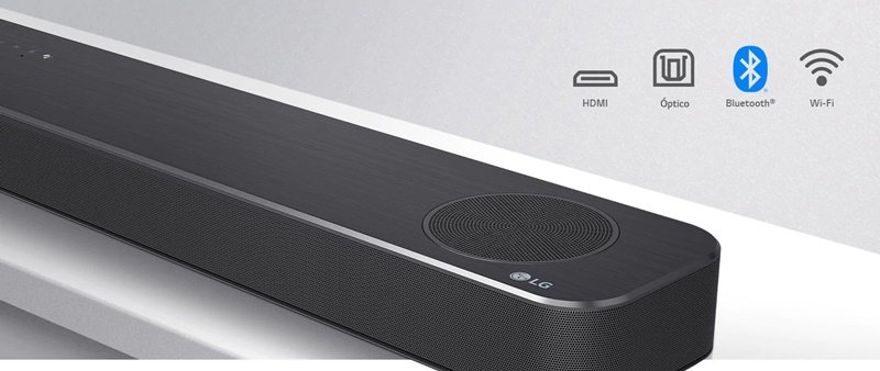 LG Sound Bar SN8YG tem várias opções de conectividade.