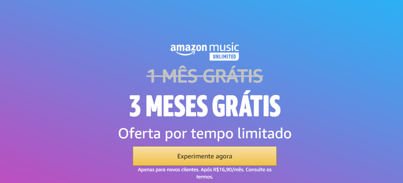 Escute músicas e podcasts à vontade com três meses grátis.