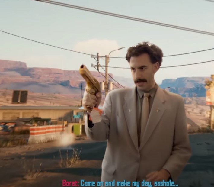 Fã insere o personagem Borat no game Cyberpunk 2077