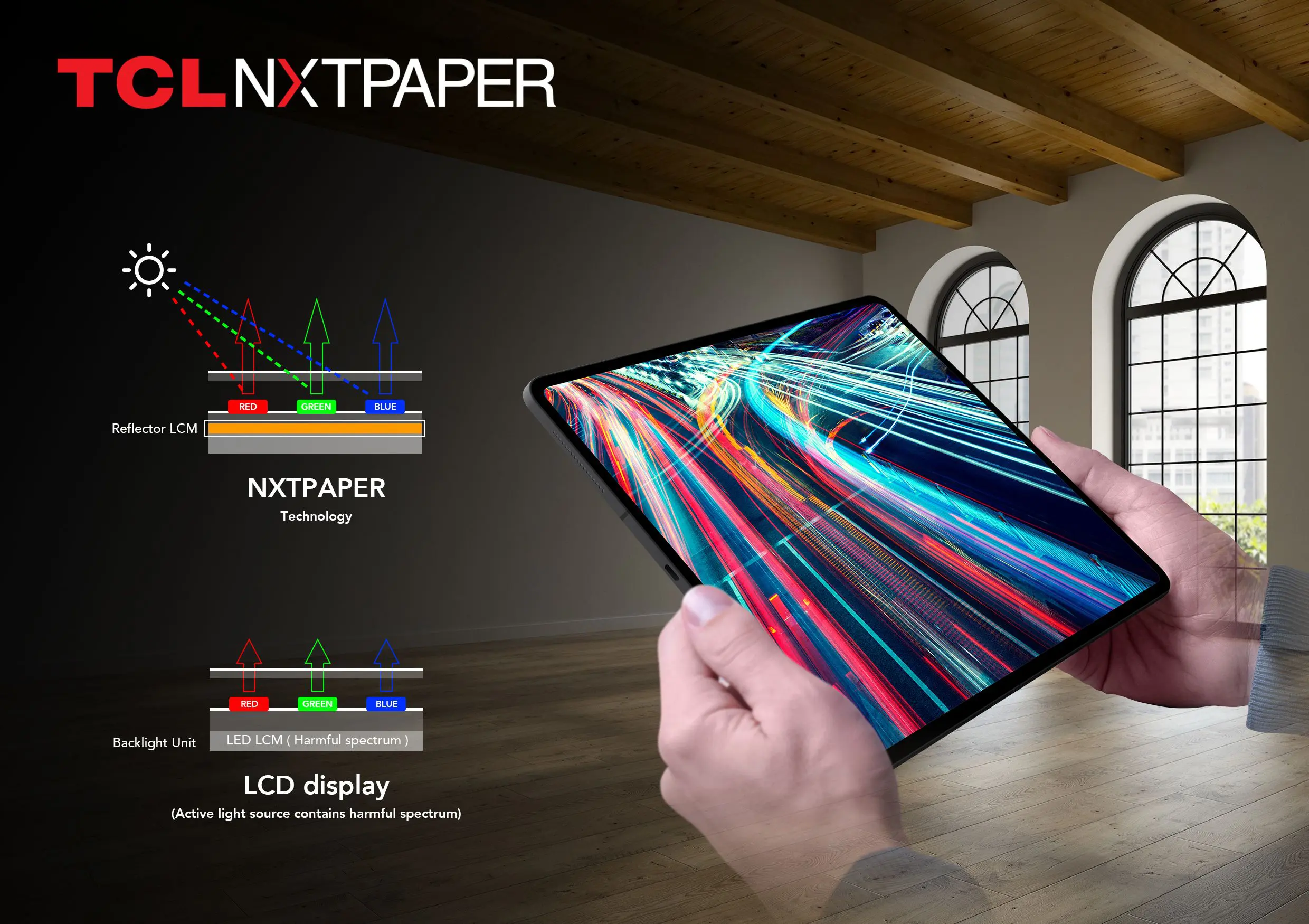 Conceito do NXTPAPER, apresentado no ano passado. (Fonte: TCL via Good e-Reader / Reprodução)