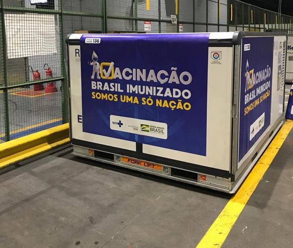 Vacinas da AstraZeneca vindas da Índia no dia 22 de janeiro passado (Fonte: Ministério da Saúde/Divulgação)