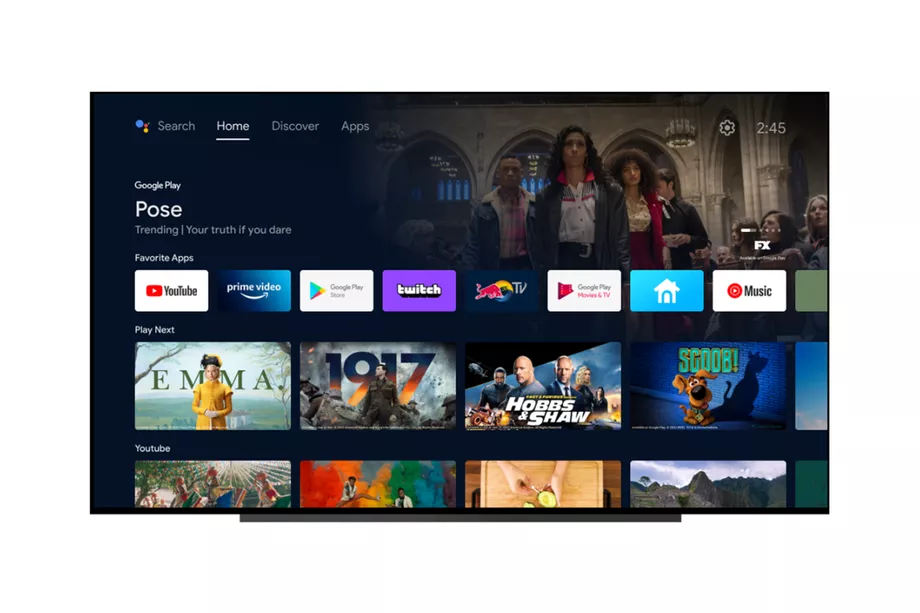 Nova interface do Android TV. (Fonte: Android TV, The Verge / Reprodução)