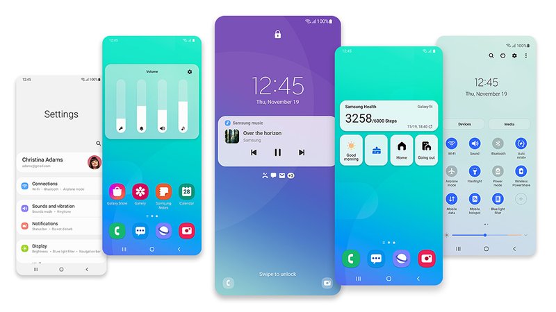 A One UI 3.0 possui controle intuitivo do volume de mídias e recursos voltados para o bem estar do usuário. (Fonte: Samsung / Reprodução)