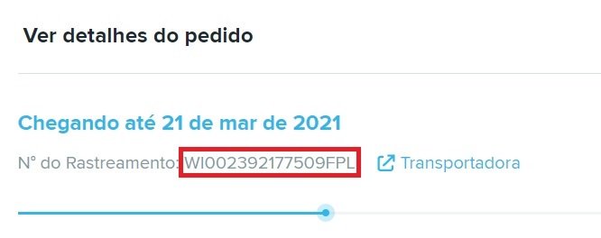 Selecione o seu código de rastreamento e, em seguida, acesse o site da transportadora