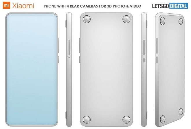 Imagem do celular com câmeras 3D que foi patenteado pela Xiaomi.