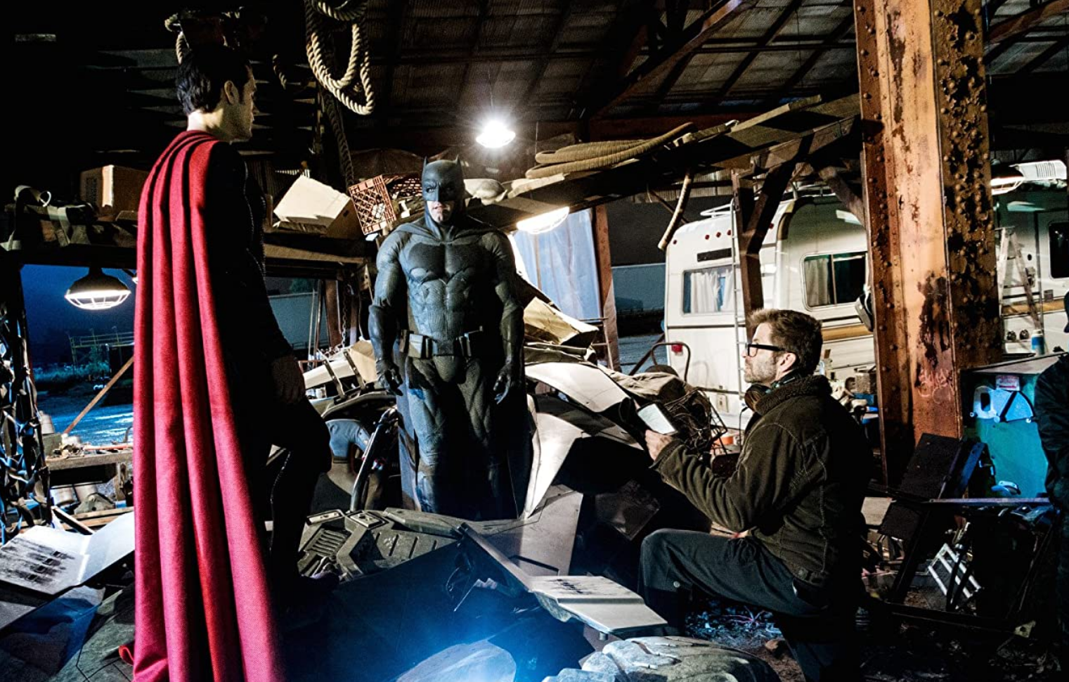 Ben Affleck, Henry Cavill e Zack Snyder nos bastidores de 'Batman vs Superman: A Origem da Justiça'