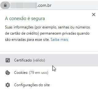 O ícone de cadeado ao lado da barra de endereços fornece algumas informações.