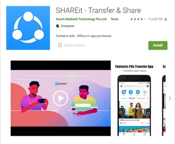 Na Play Store, o SHAREit foi um dos apps mais baixados do ano de 2019.