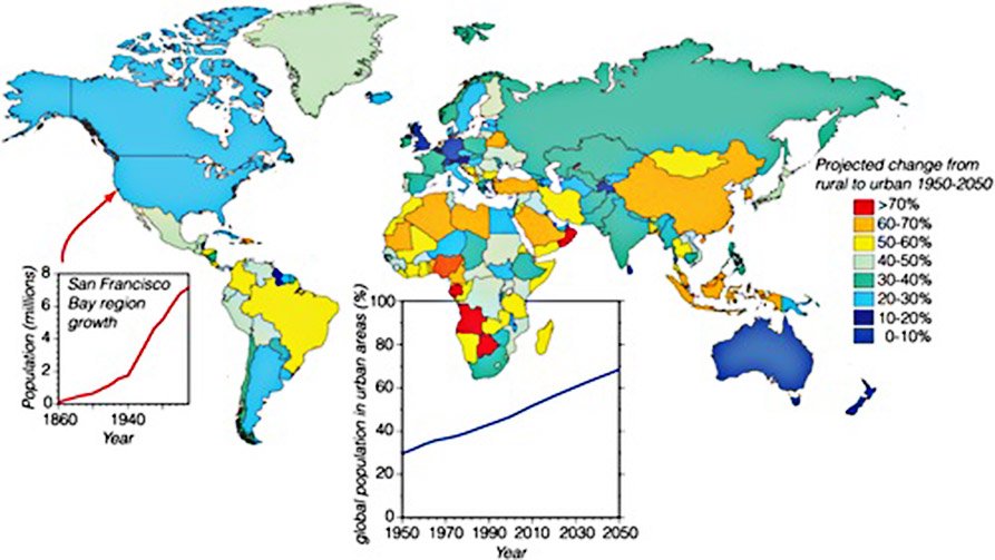 Crescimento da urbanização mundial em 2050 (Fonte: Tom Parsons/Divulgação)