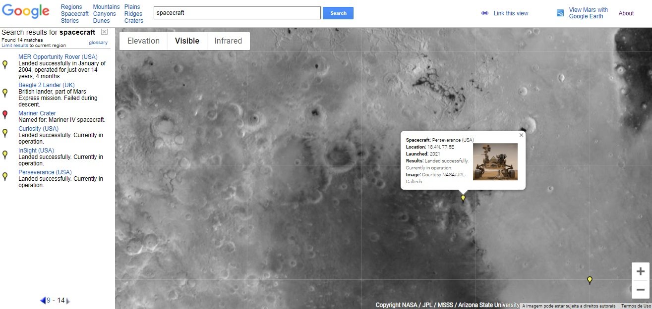 O local de pouso da Perseverance já está no Google Mars.