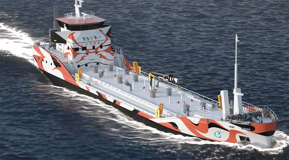 Ilustração do novo petroleiro elétrico da Asahi Tankers. (Fonte: Asahi Tankers / Reprodução)