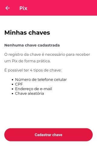 Com até cinco chaves cadastradas por conta, você pode escolher entre número de telefone, CPF, e-mail ou chave aleatória como identificador para sua conta