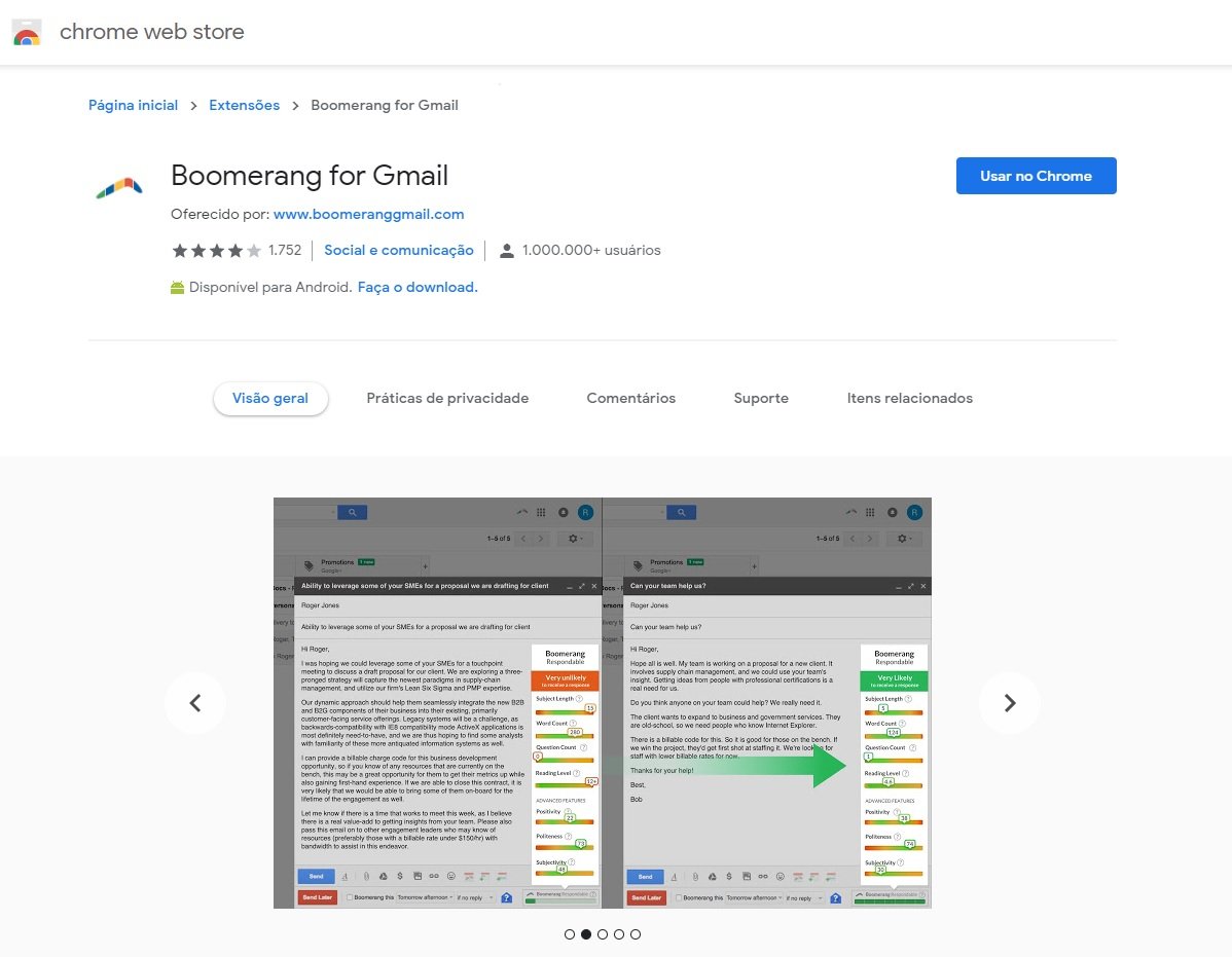 A extensão Boomerang for Gmail é uma excelente alternativa para ampliar os recursos de seu email