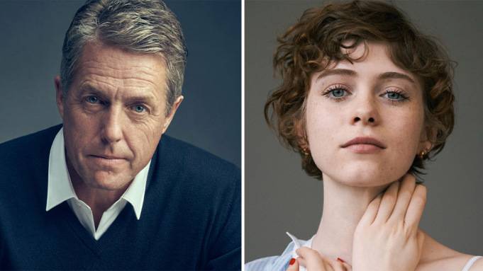 Hugh Grant (esquerda) e Sophia Lillis (direita).