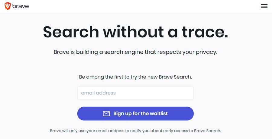 O Brave Search ainda não está disponível