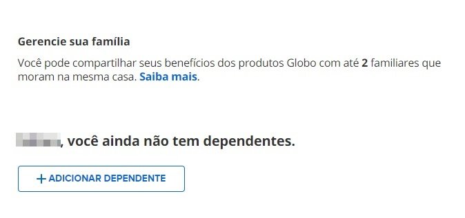 Adicionando um dependente.